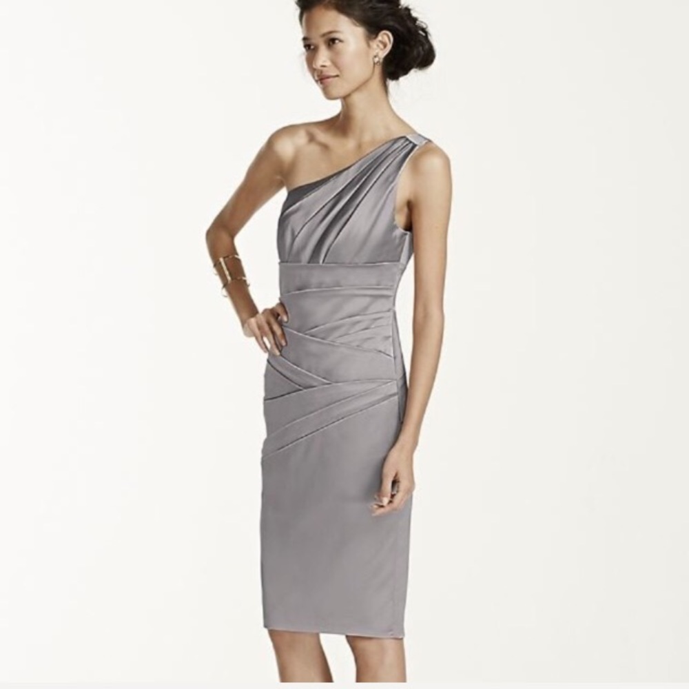 BNWT Silver Satin $138 One Shoulder Dress - Picture 6 of 6